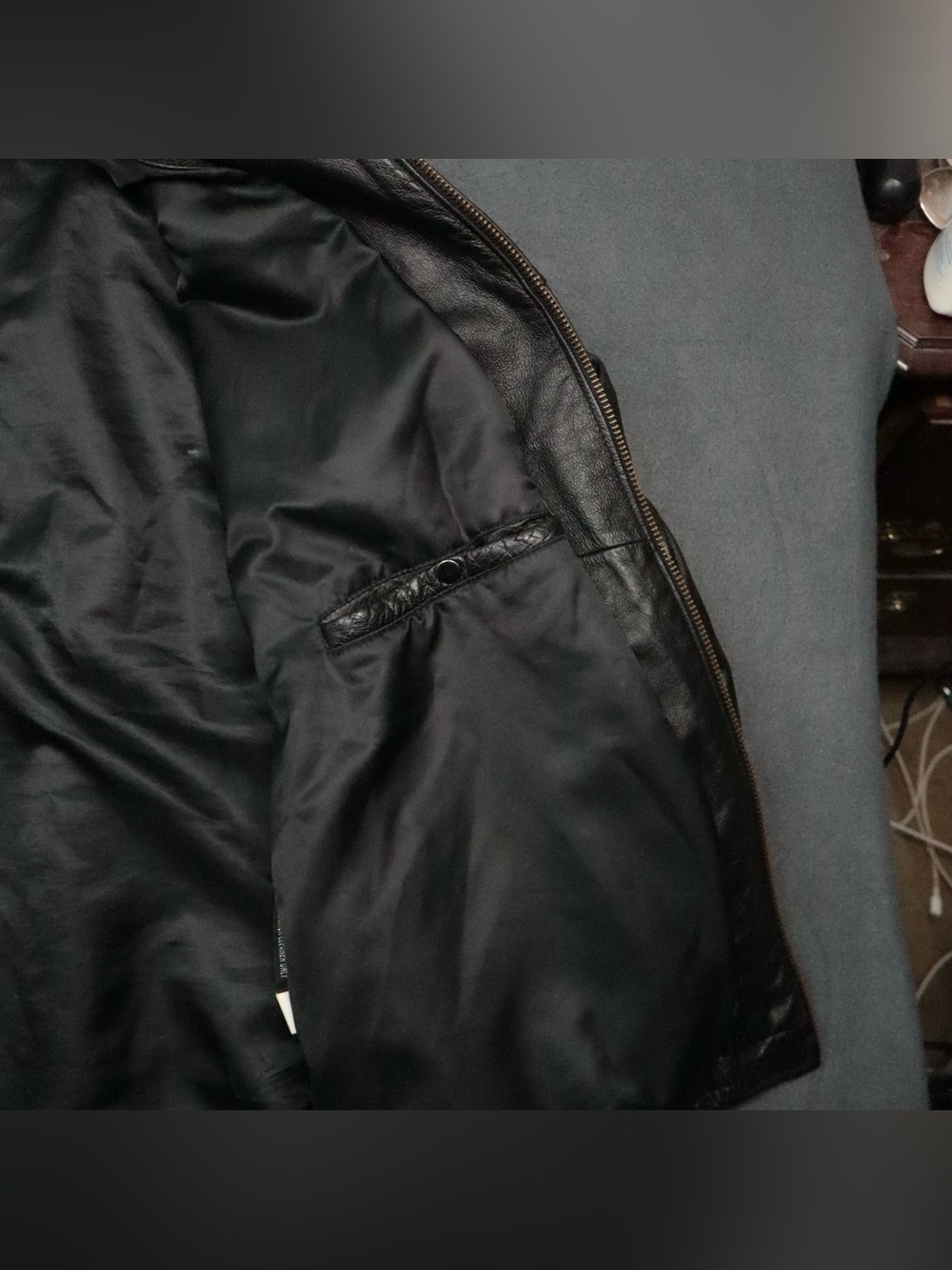 Wilsons Leather Jacket Mens L Black Genuine Leather Full Zip Bomber Coat - Picture 7 of 10